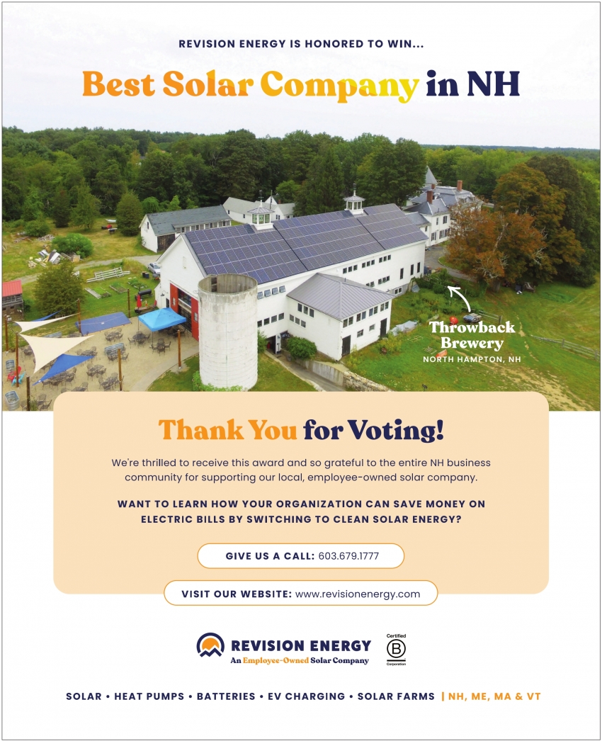 Best Solar Company in NH, Revision Energy, Enfield, NH